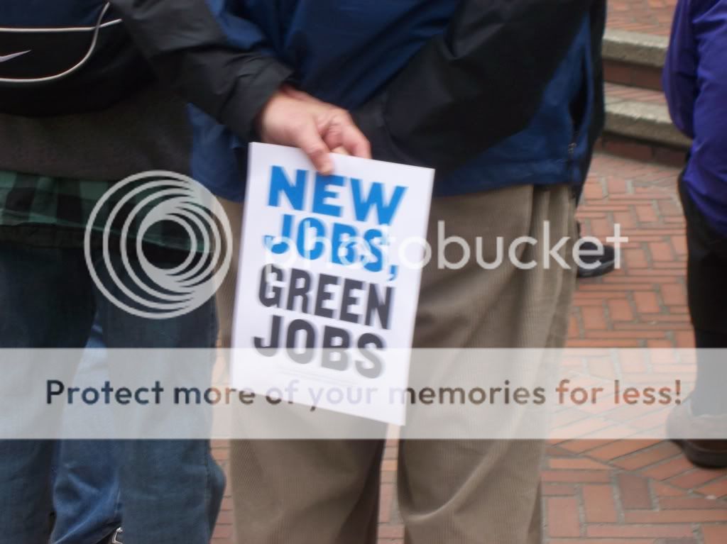 Sign from MoveOn rally at Seattle Federal Building; Jan 14, 2009