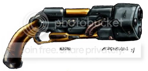 Carlos Ezquerra's design sketch for the blaster
